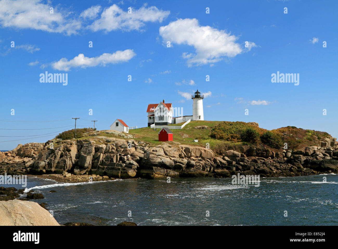 Cape Neddick Lighthouse also called Nubble Light, York Maine, USA Stock Photo