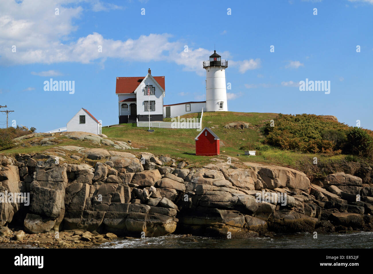 Cape Neddick Lighthouse also called Nubble Light, York Maine, USA Stock Photo
