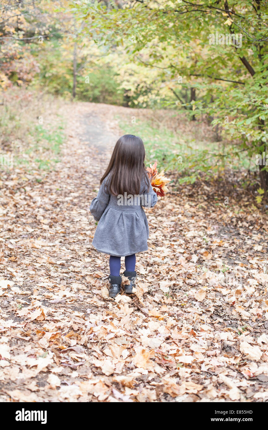 little girl in autumn park Stock Photo - Alamy