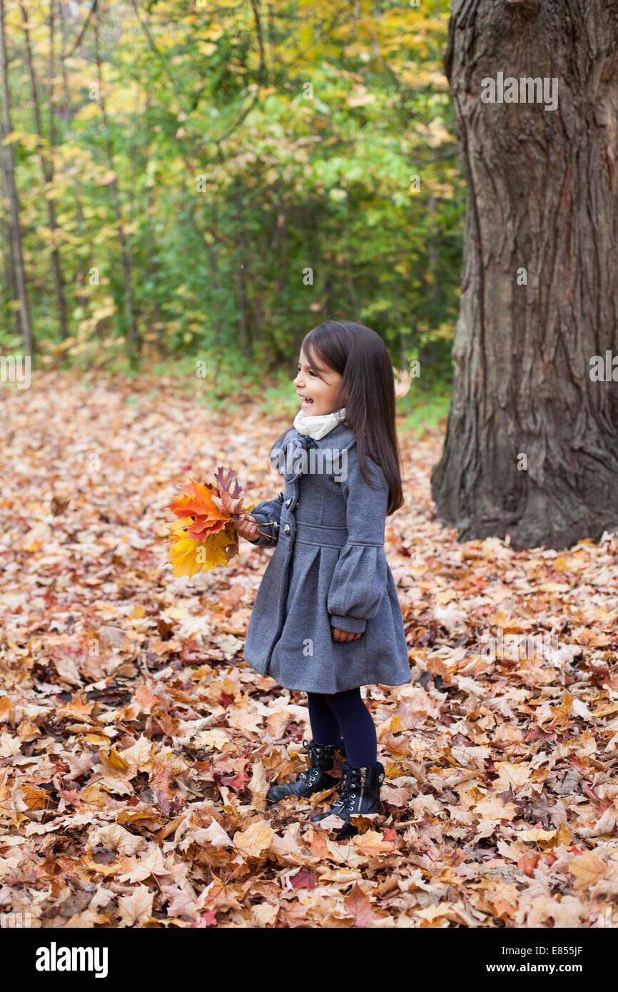 little girl in autumn park Stock Photo - Alamy