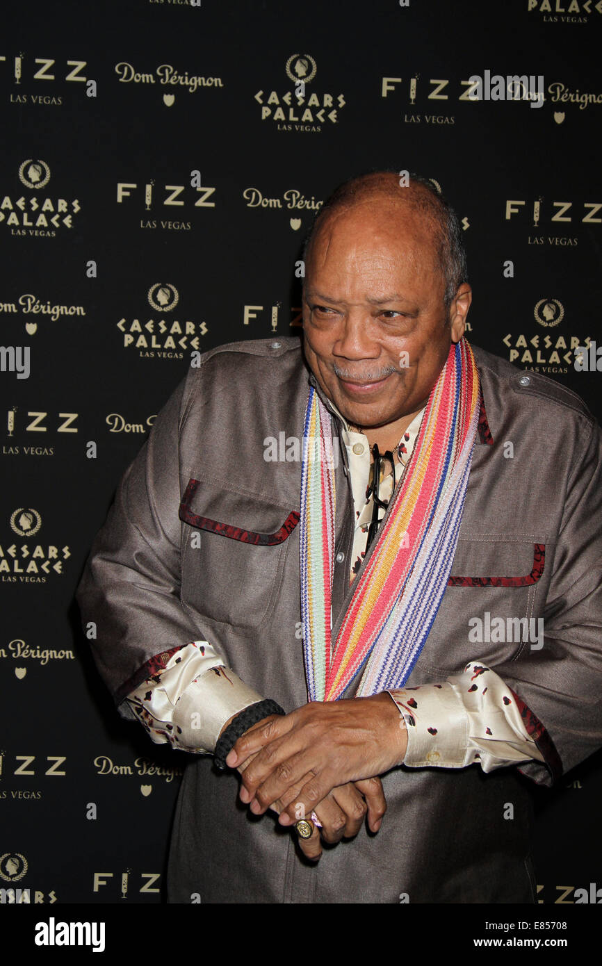FIZZ Las Vegas grand opening and Elton John's birthday party at Caesars Palace Hotel & Casino - Arrivals  Featuring: Quincy Jones Where: Las Vegas, Nevada, United States When: 29 Mar 2014 Stock Photo