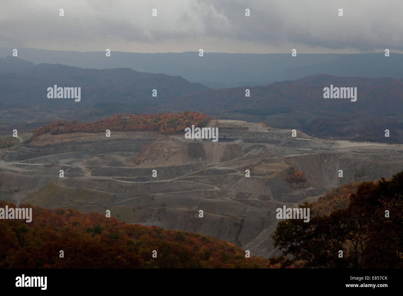 Landscape of coal mining mountaintop removal, Appalachia, Wise County