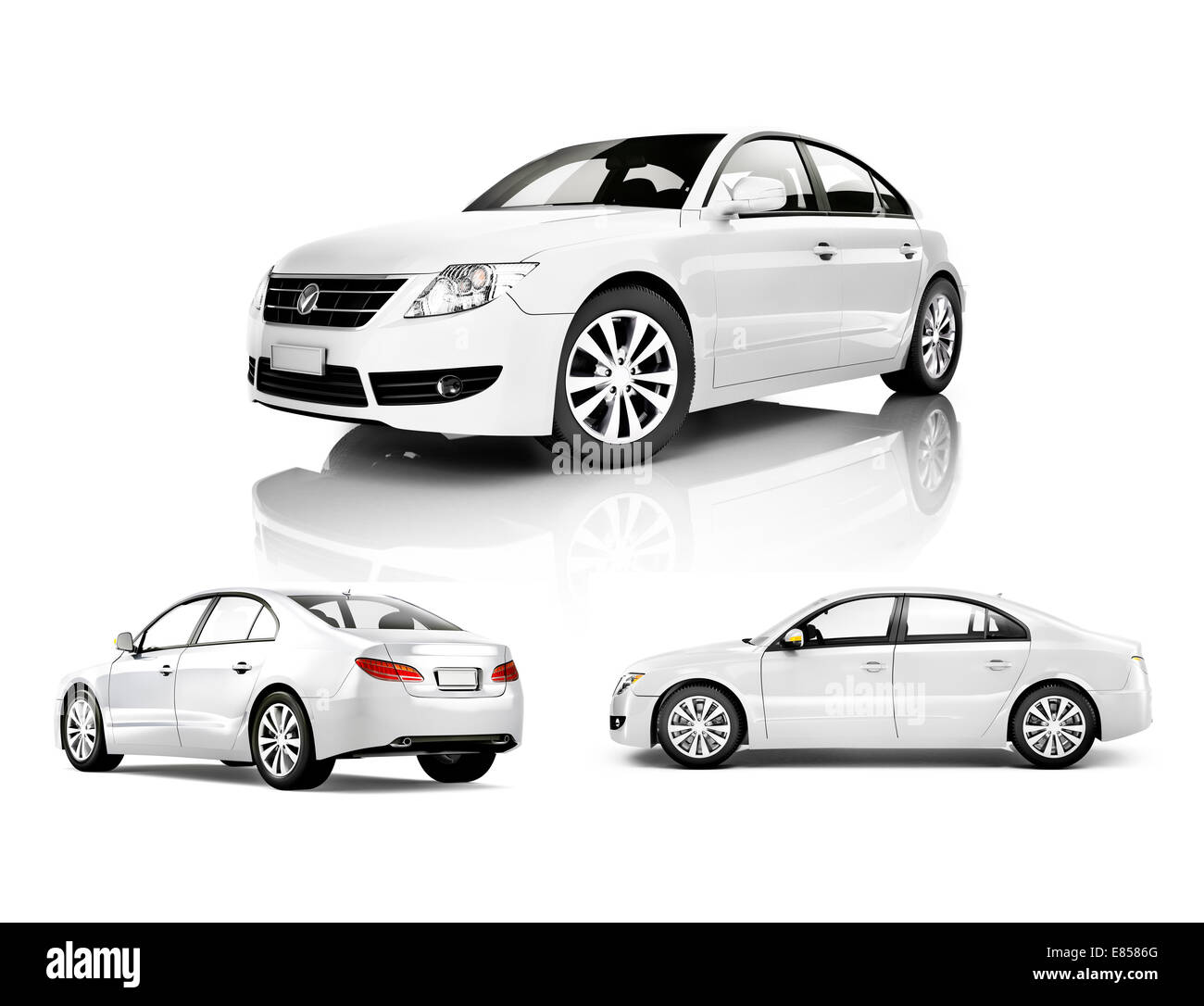 Three Dimensional Image of a White Car Stock Photo