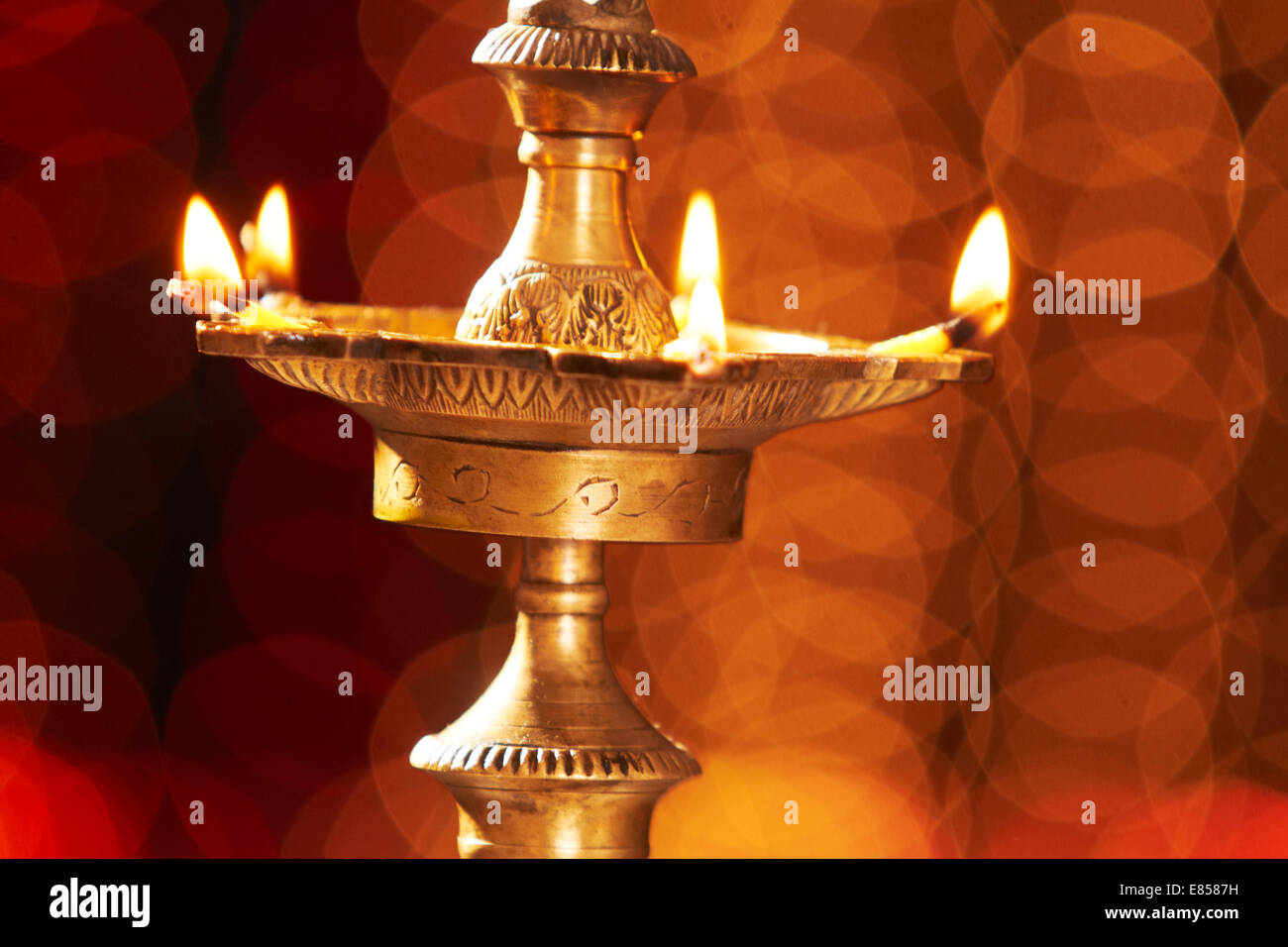 indian  diwali Festival Worship Lamp nobody Stock Photo