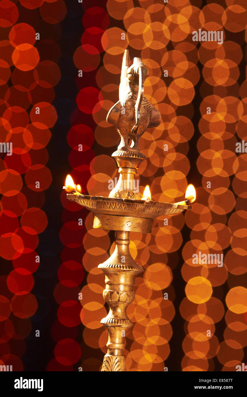 indian  diwali Festival Worship Lamp nobody Stock Photo