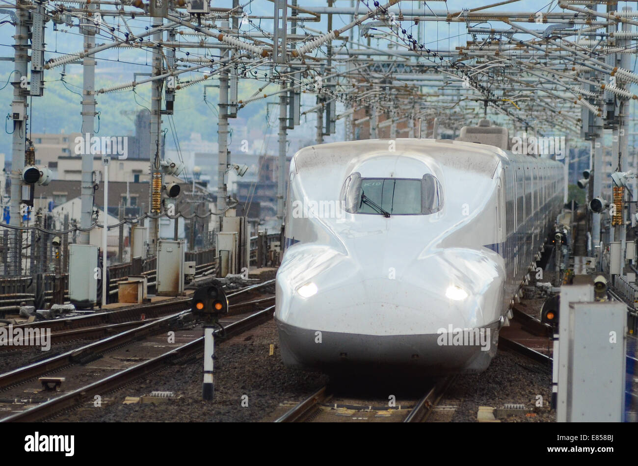 Kyoto, Japan. 1st October, 2014. Japan's bullet train (shinkansen) celebrates 50 years of service on Wednesday. The first trains ran between Tokyo and Osaka on October 1, 1964. Credit:  Trevor Mogg / Alamy Live News Stock Photo