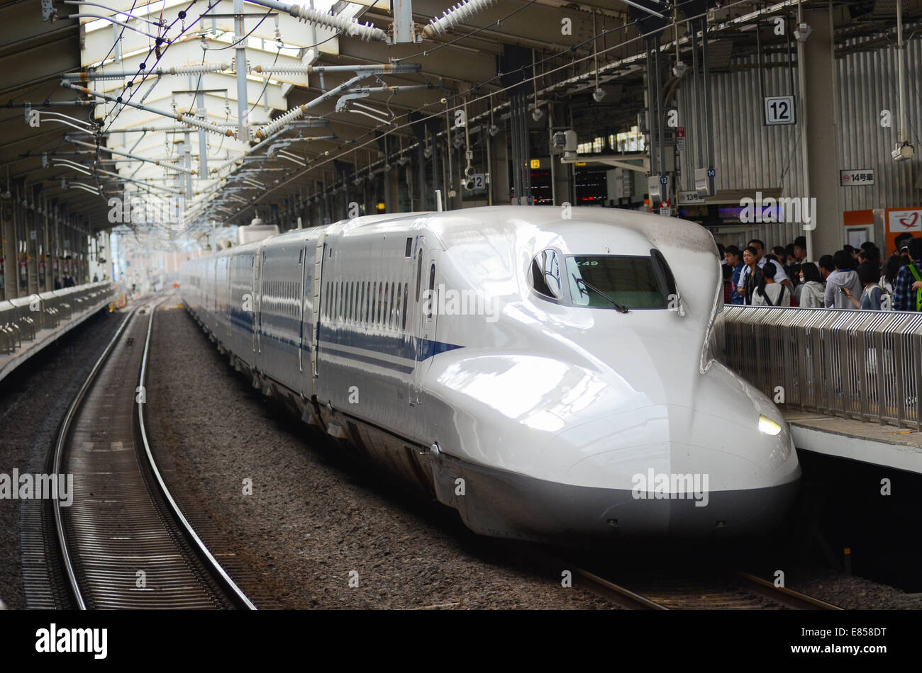 Kyoto, Japan. 1st October, 2014. Japan's bullet train (shinkansen) celebrates 50 years of service on Wednesday. The first trains ran between Tokyo and Osaka on October 1, 1964. Credit:  Trevor Mogg / Alamy Live News Stock Photo