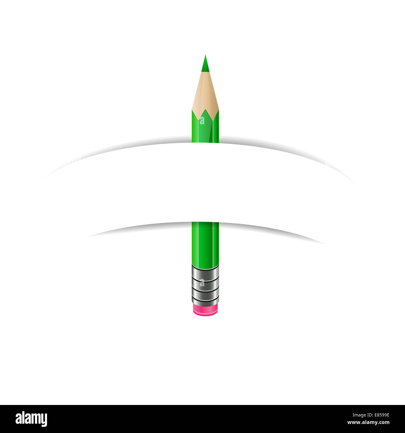 Green pencil and paper banner Stock Photo