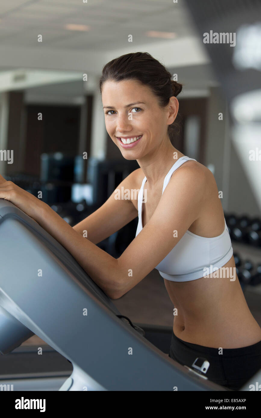 Woman exercising in health club, portrait Stock Photo