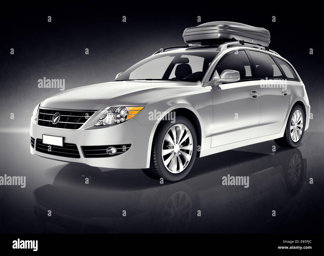 Silver Sports Utility Vehicle in Black Background Stock Photo - Alamy