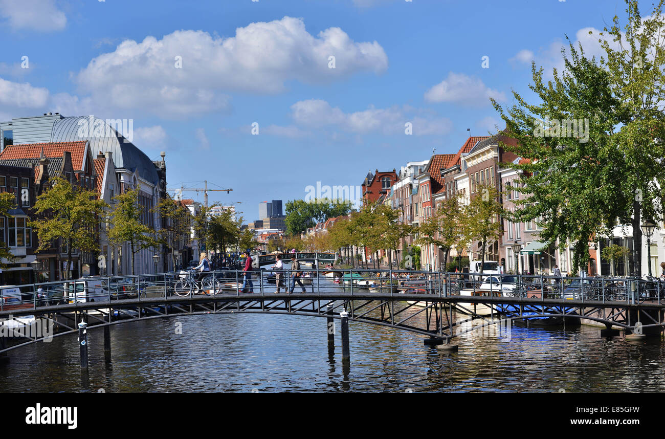 The city of Leiden is the birthplace of Rembrandt, has the oldest university in the Netherlands and is often called the “Venice of the Netherlands”. Photo: September 14, 2014. Stock Photo