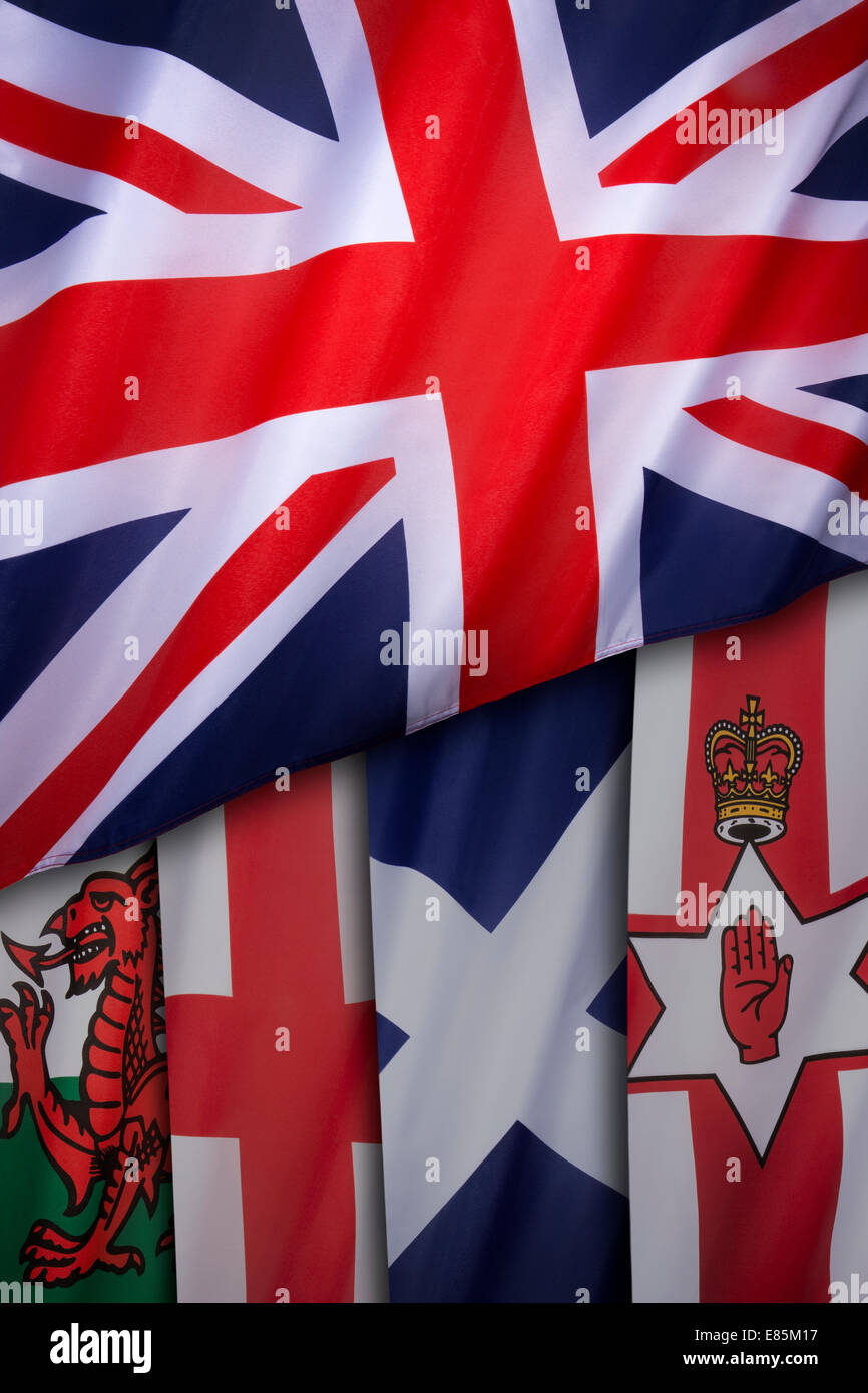 Flags of the United Kingdom of Great Britain Stock Photo