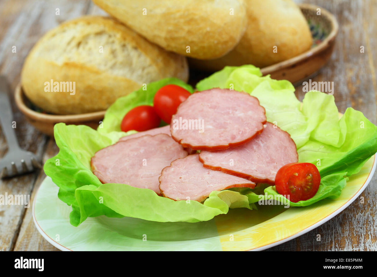 Slices of traditional pork sausage Stock Photo Alamy