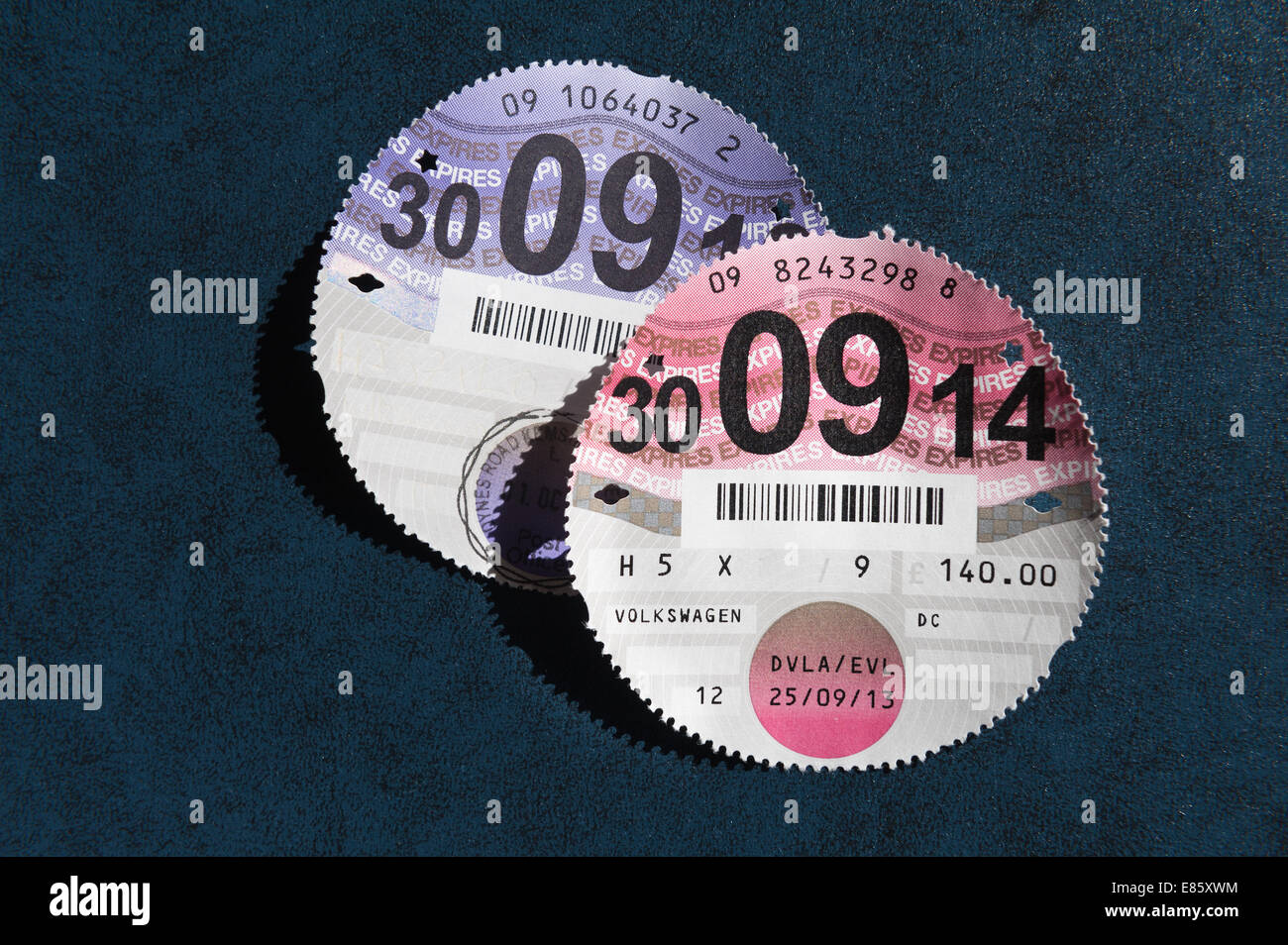 End of paper  road Tax disc from 1 October 2014 removed from windscreens V11 renewal form SORN no longer displayed needed Stock Photo