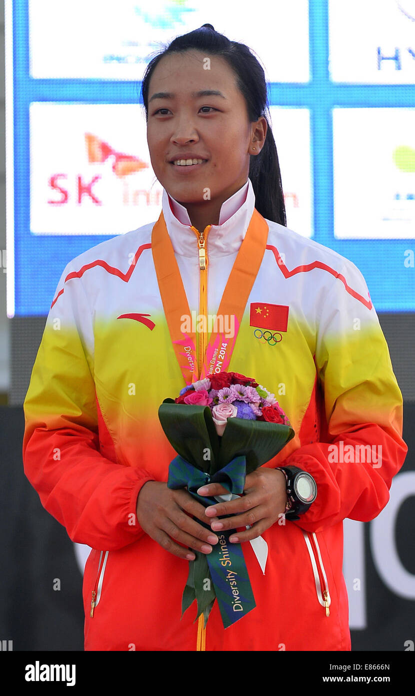Incheon, South Korea. 1st Oct, 2014. Silver medalist Sun Jiali of China ...