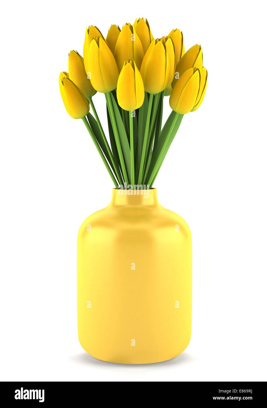 bouquet of yellow tulips in vase isolated on white background Stock ...