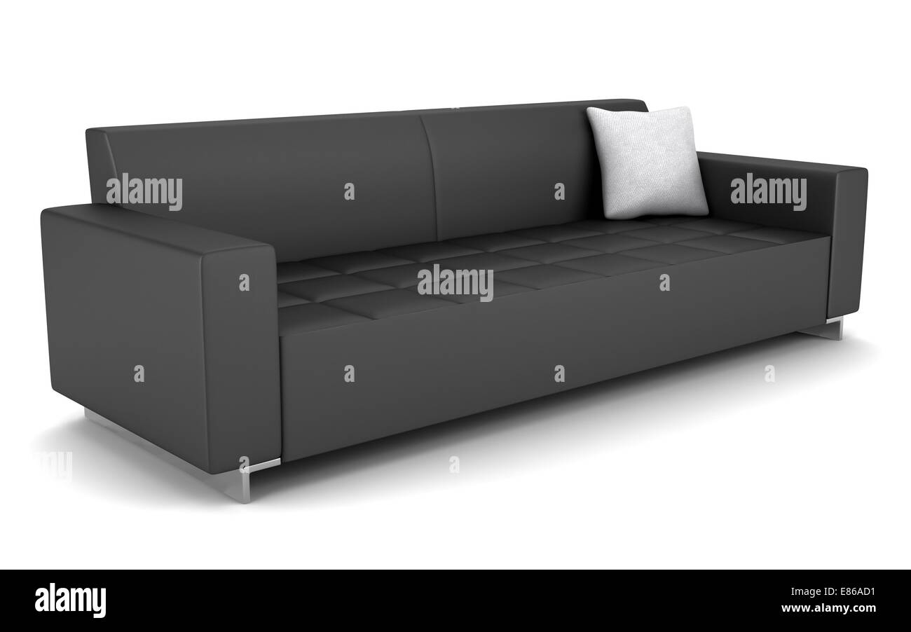 modern black leather couch isolated on white background Stock Photo Alamy