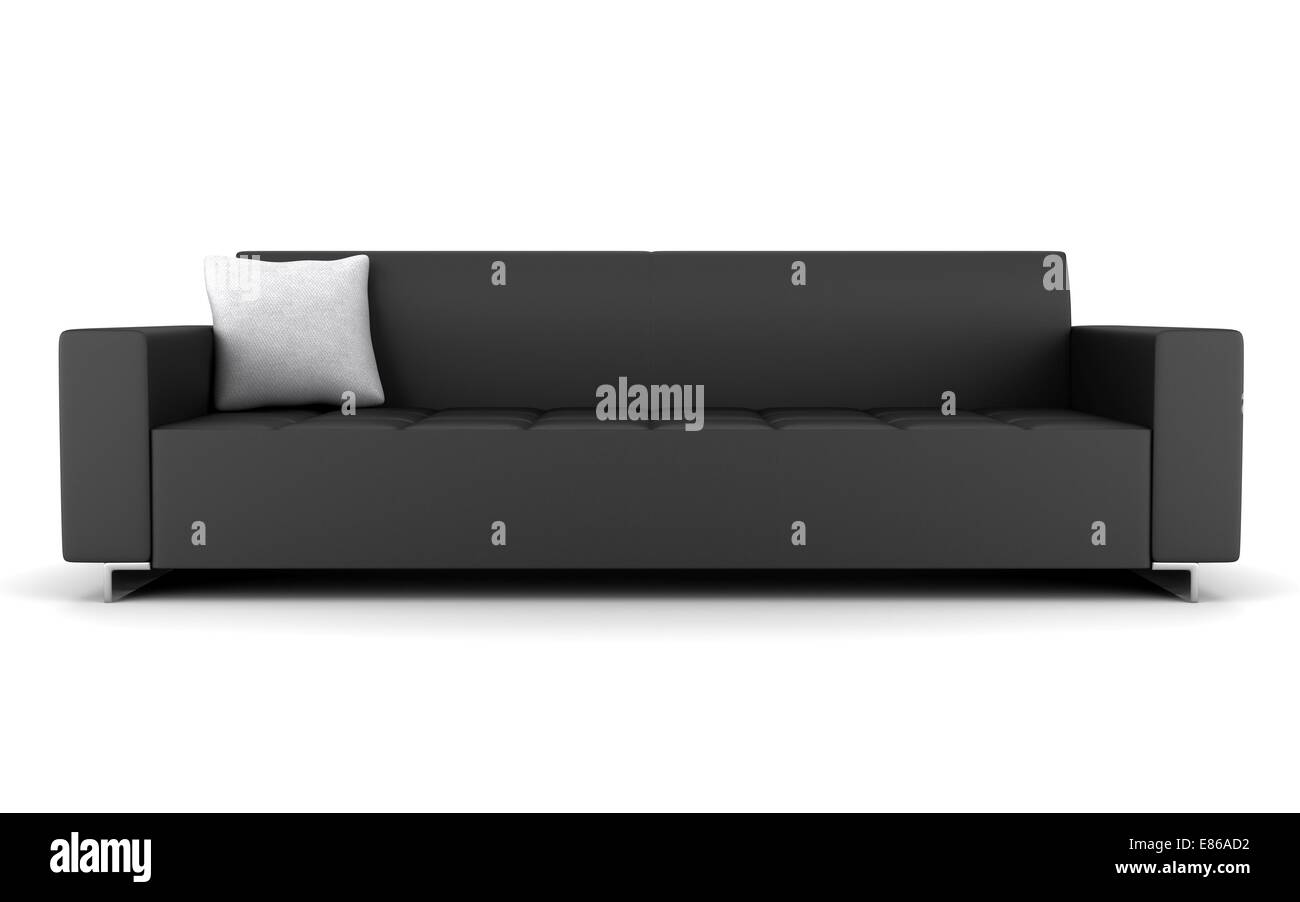 modern black leather couch isolated on white background Stock Photo Alamy