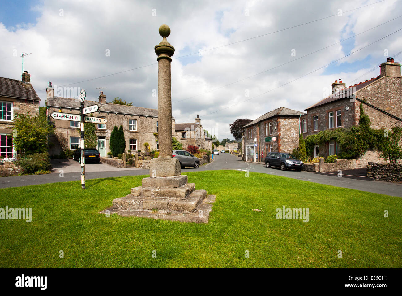 Market Cross in the Village of Austwick in Crummack Dale Yorkshire Dales England Stock Photo
