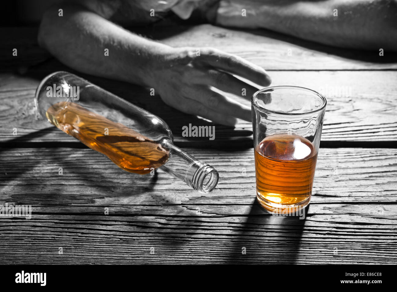 drunk man with a glass of brandy in the pub Stock Photo Alamy