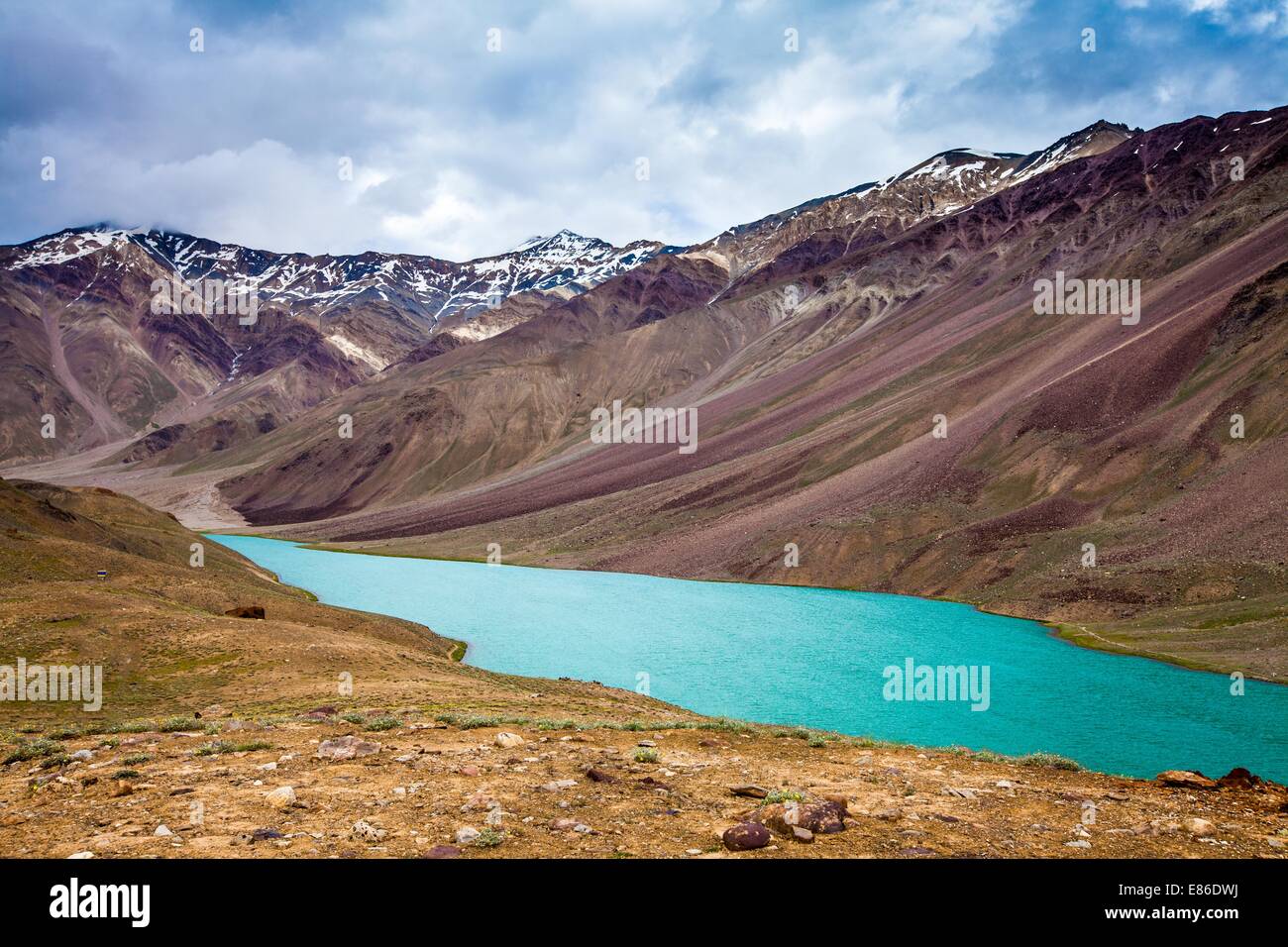 lake Chandra Taal Spiti Valley, Himachal Pradesh, India Stock Photo