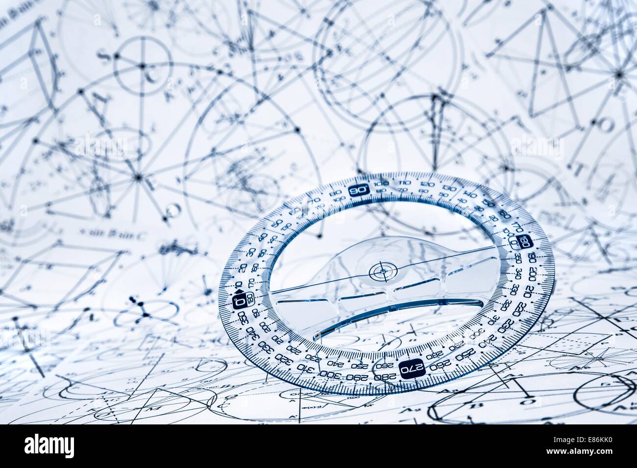 Protractor on the background of mathematical formulas and algorithms ...
