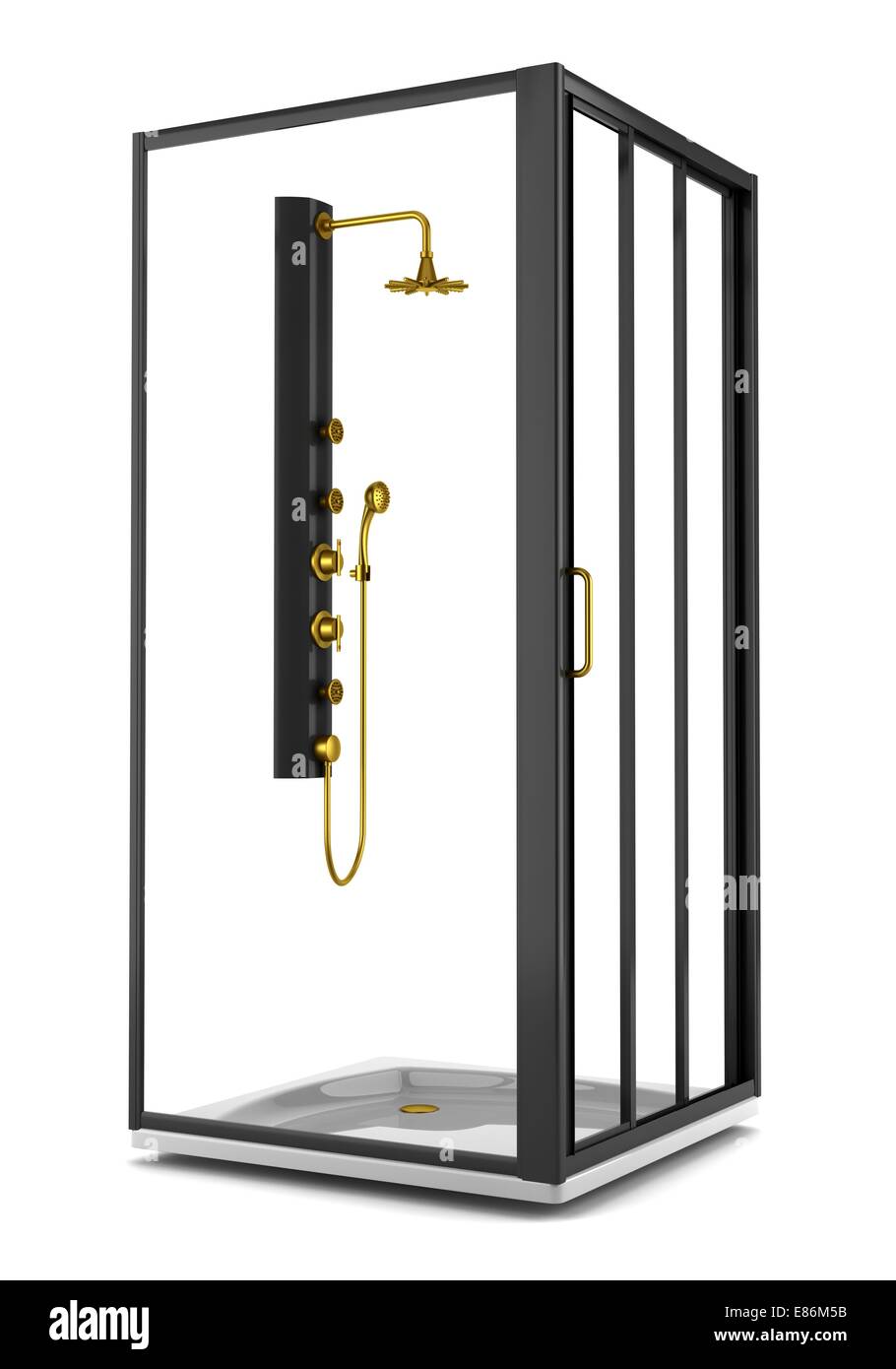 black shower cabin isolated on white background Stock Photo Alamy