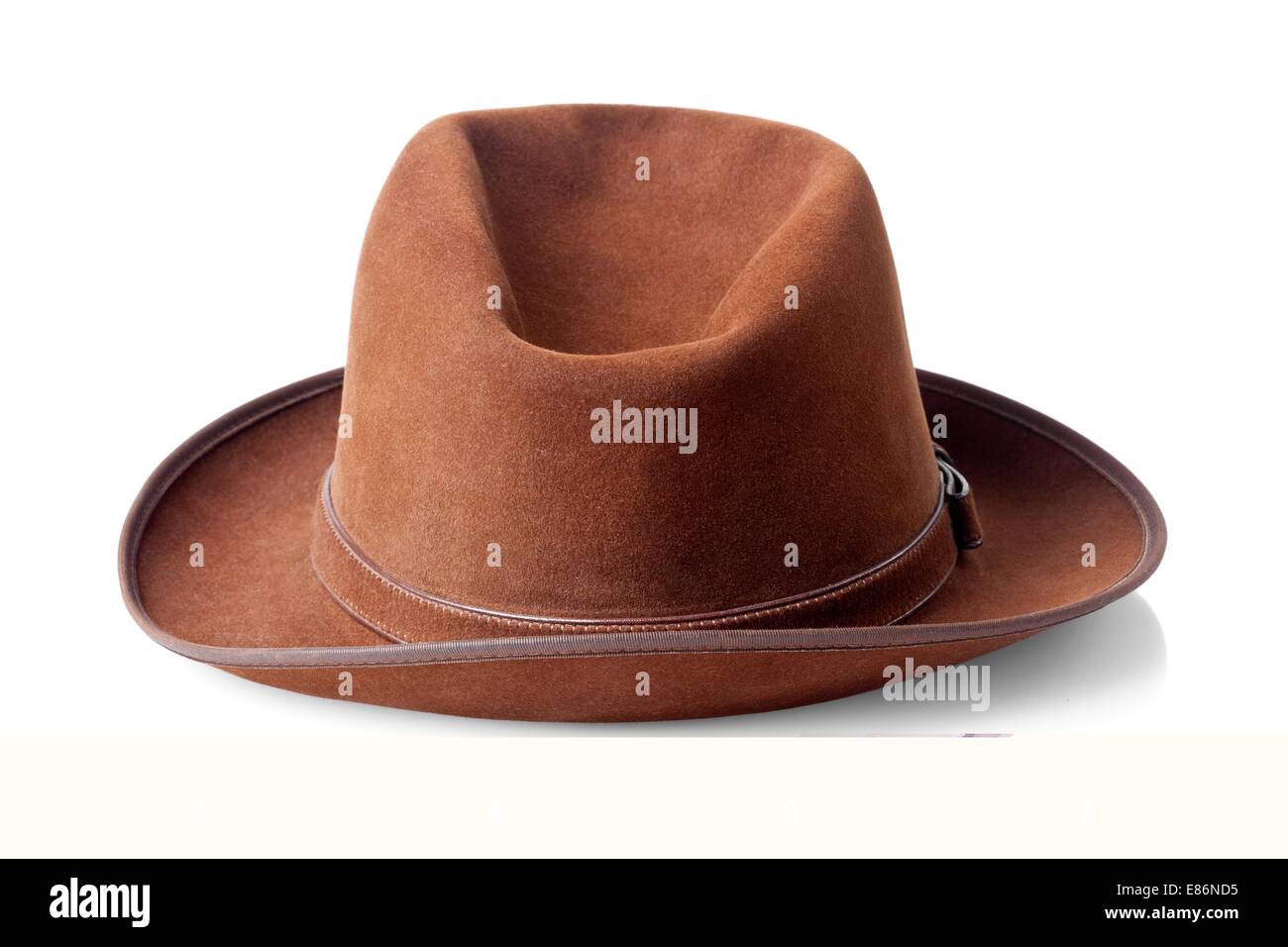 brown male felt hat isolated on white background Stock Photo - Alamy