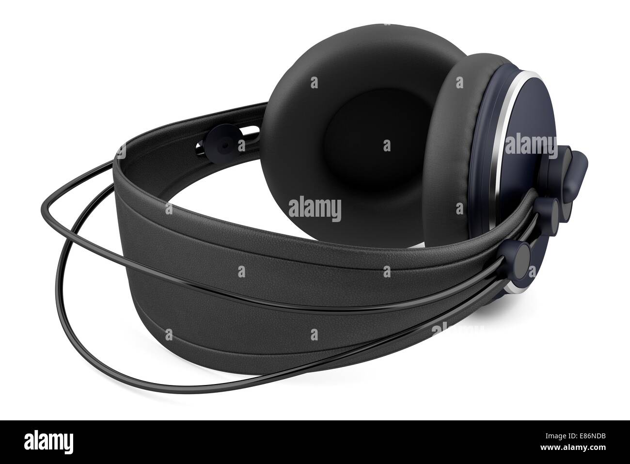 black wireless headphones isolated on white background Stock Photo - Alamy