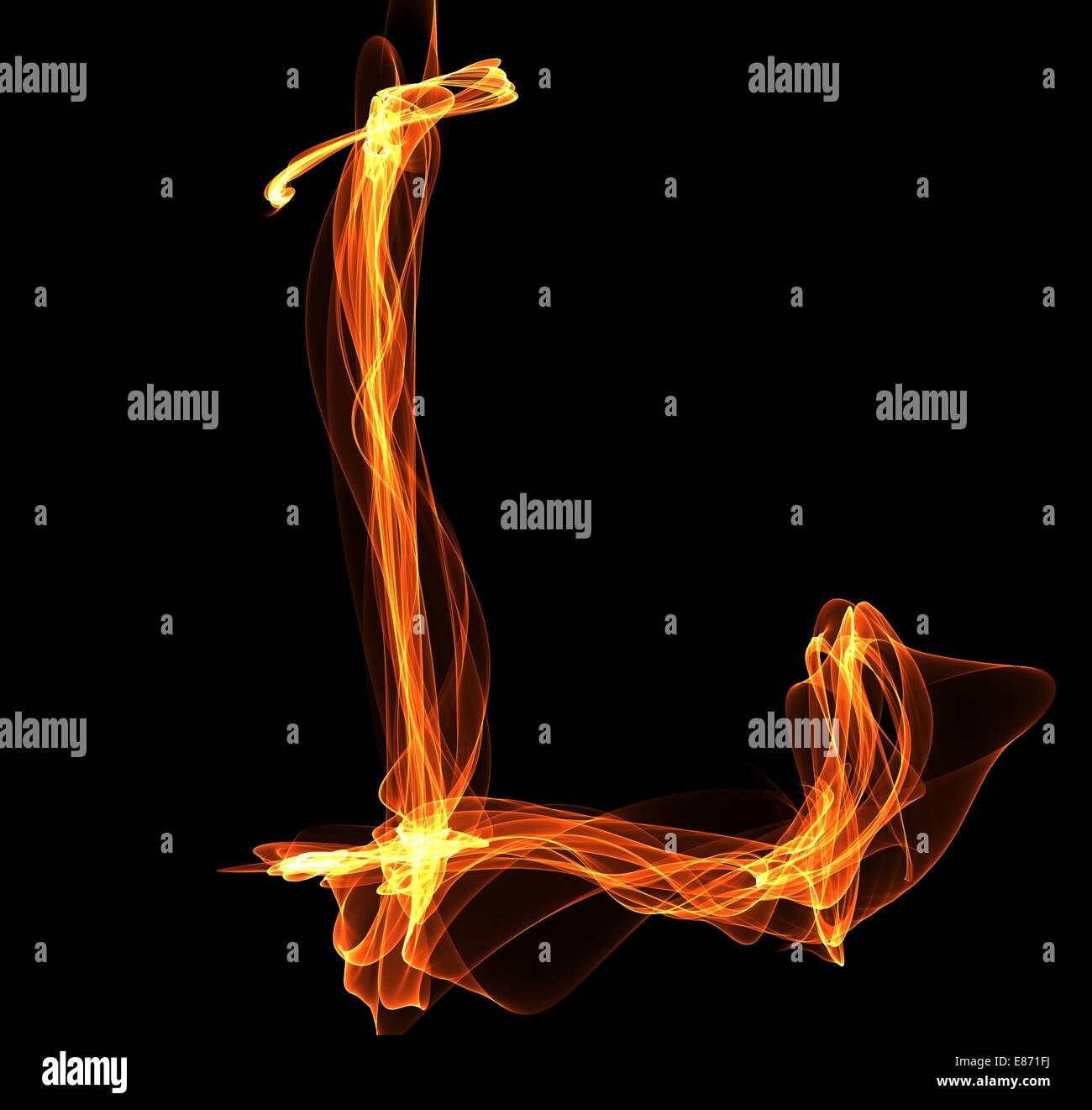 L letter in fire illustration Stock Photo - Alamy