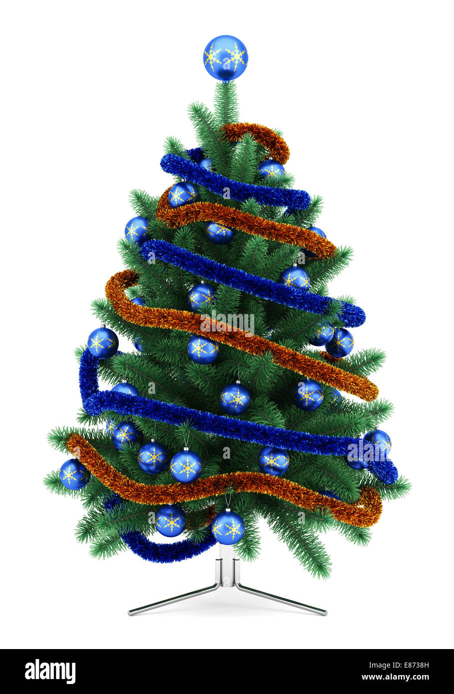 decorated christmas tree isolated on white background Stock Photo - Alamy