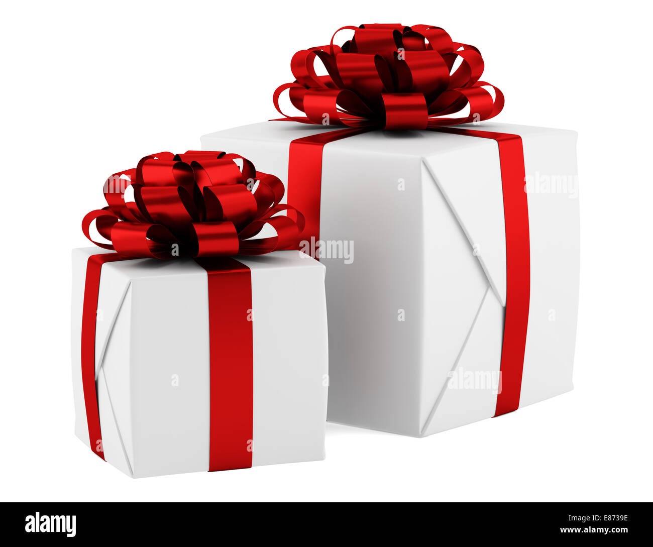 gift boxes with red ribbons isolated on white background Stock Photo ...