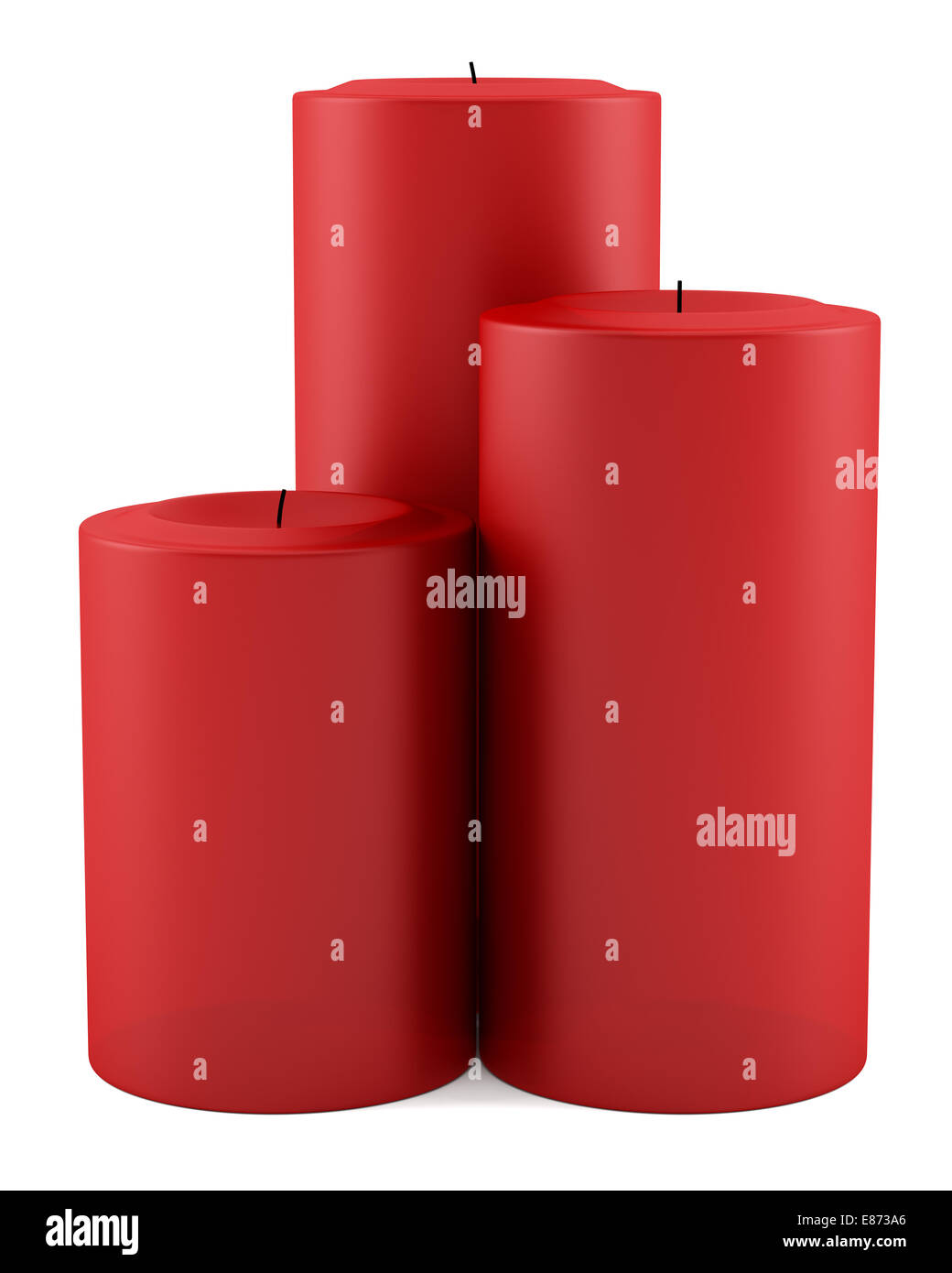 three red candles isolated on white background Stock Photo Alamy