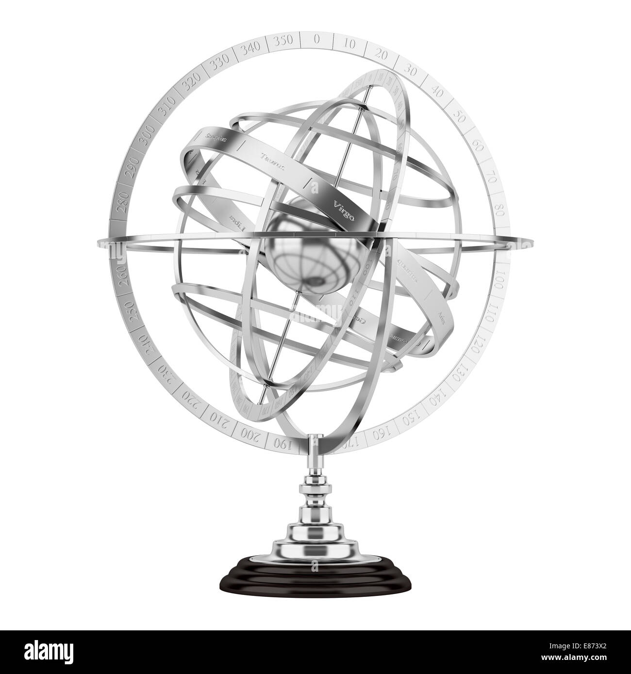 spherical astrolabe isolated on white background Stock Photo