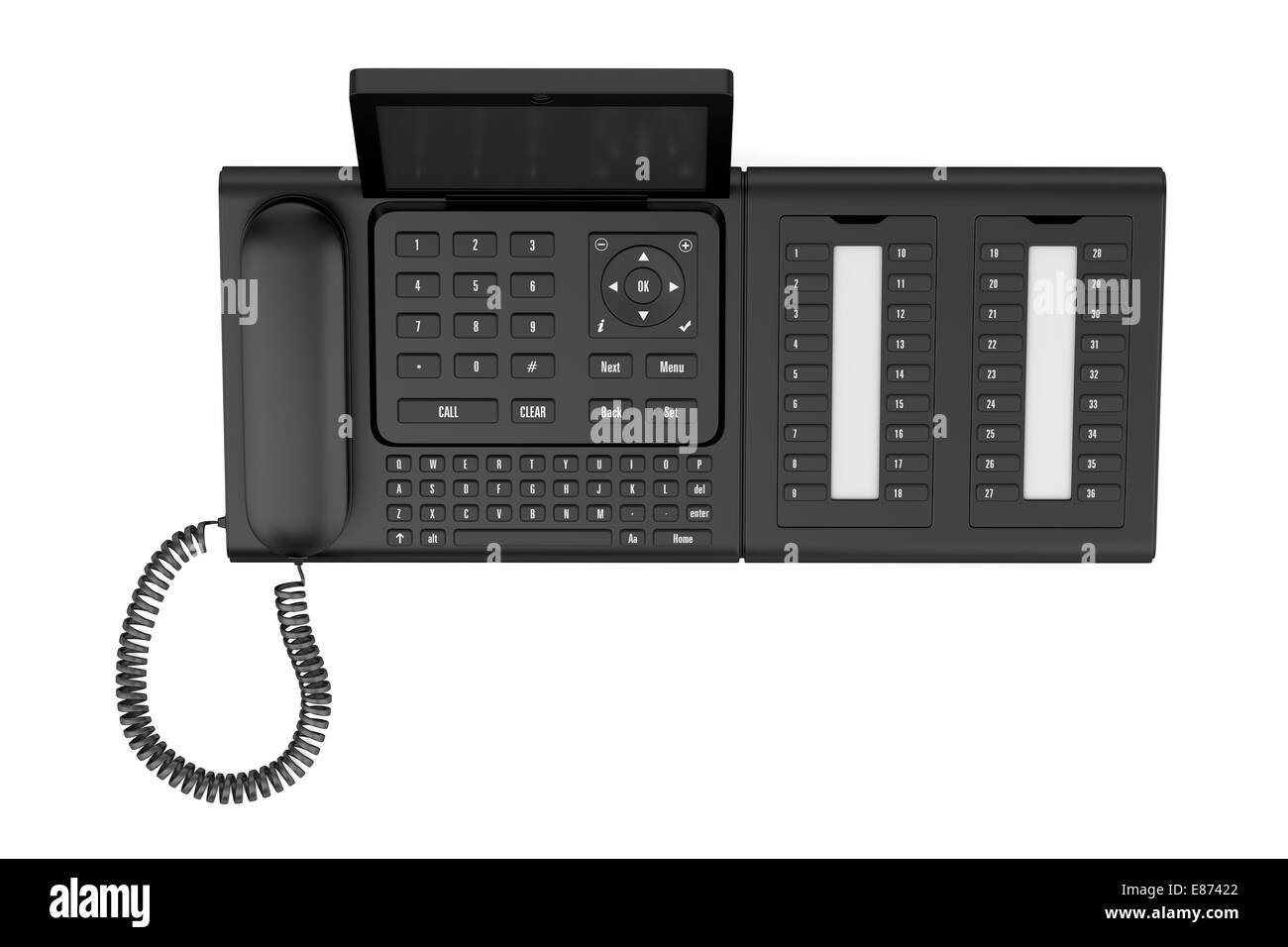 top view of modern office desk phone isolated on white background Stock