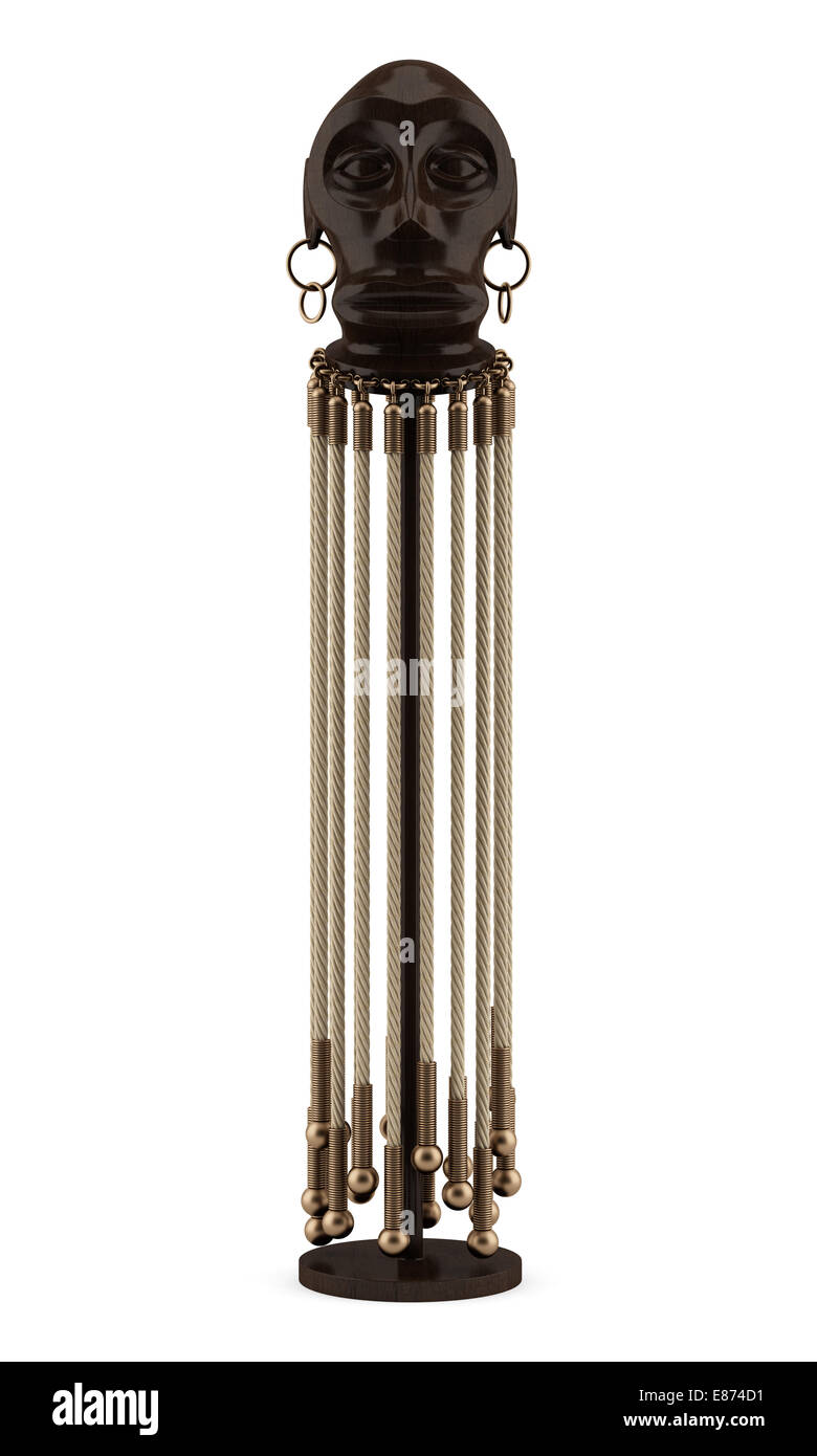 wooden african sculpture isolated on white background Stock Photo - Alamy