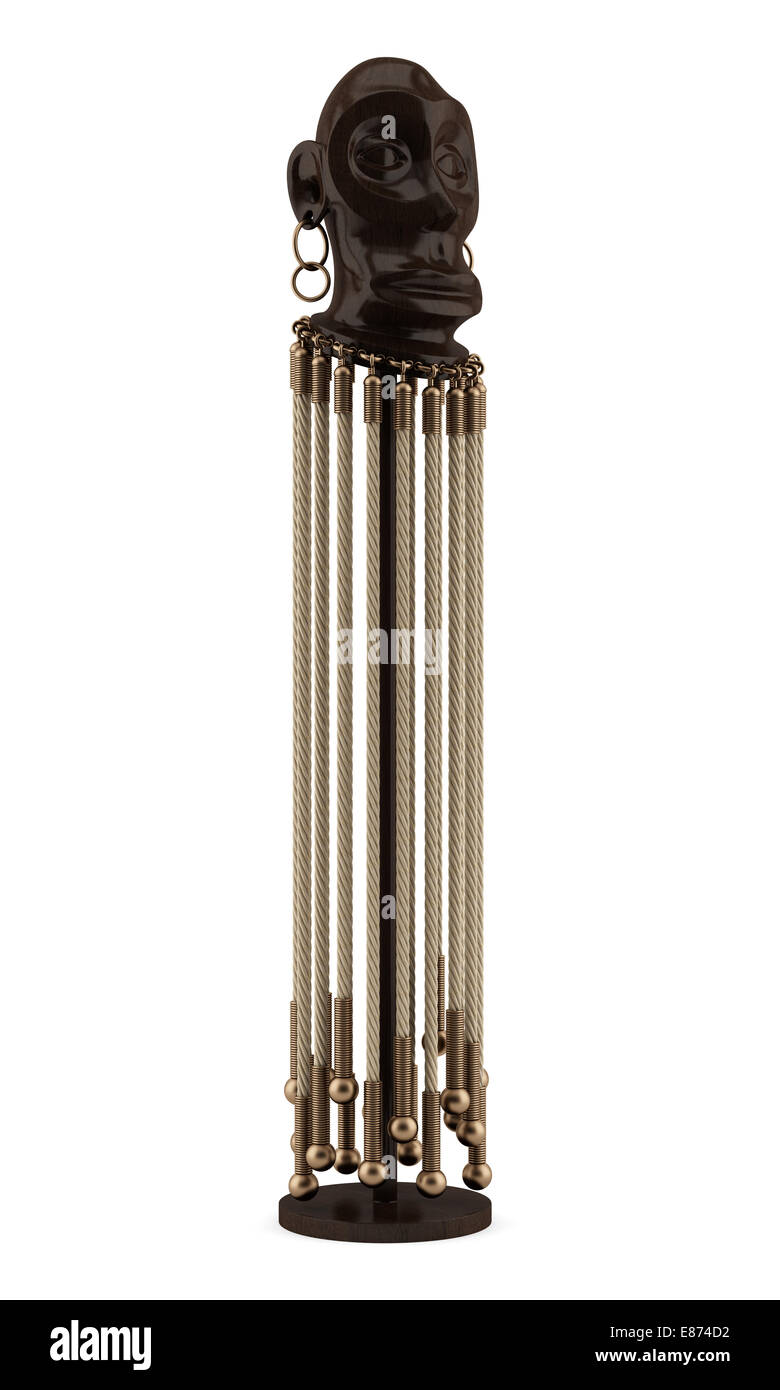 wooden african sculpture isolated on white background Stock Photo - Alamy