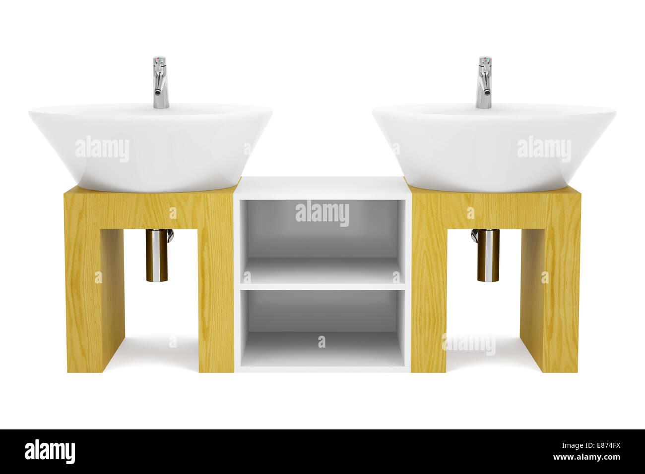 modern double bathroom sink isolated on white background Stock Photo