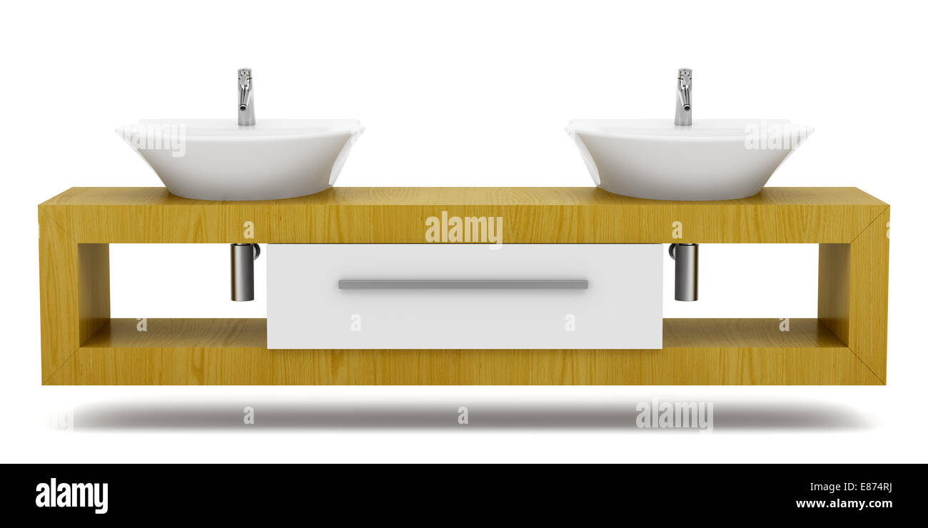 modern double bathroom sink isolated on white background Stock Photo