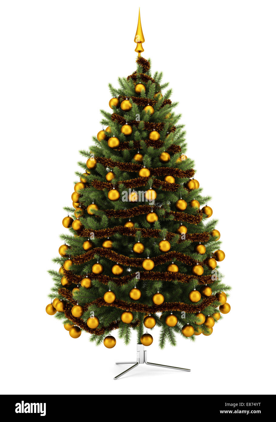 decorated christmas tree isolated on white background Stock Photo - Alamy