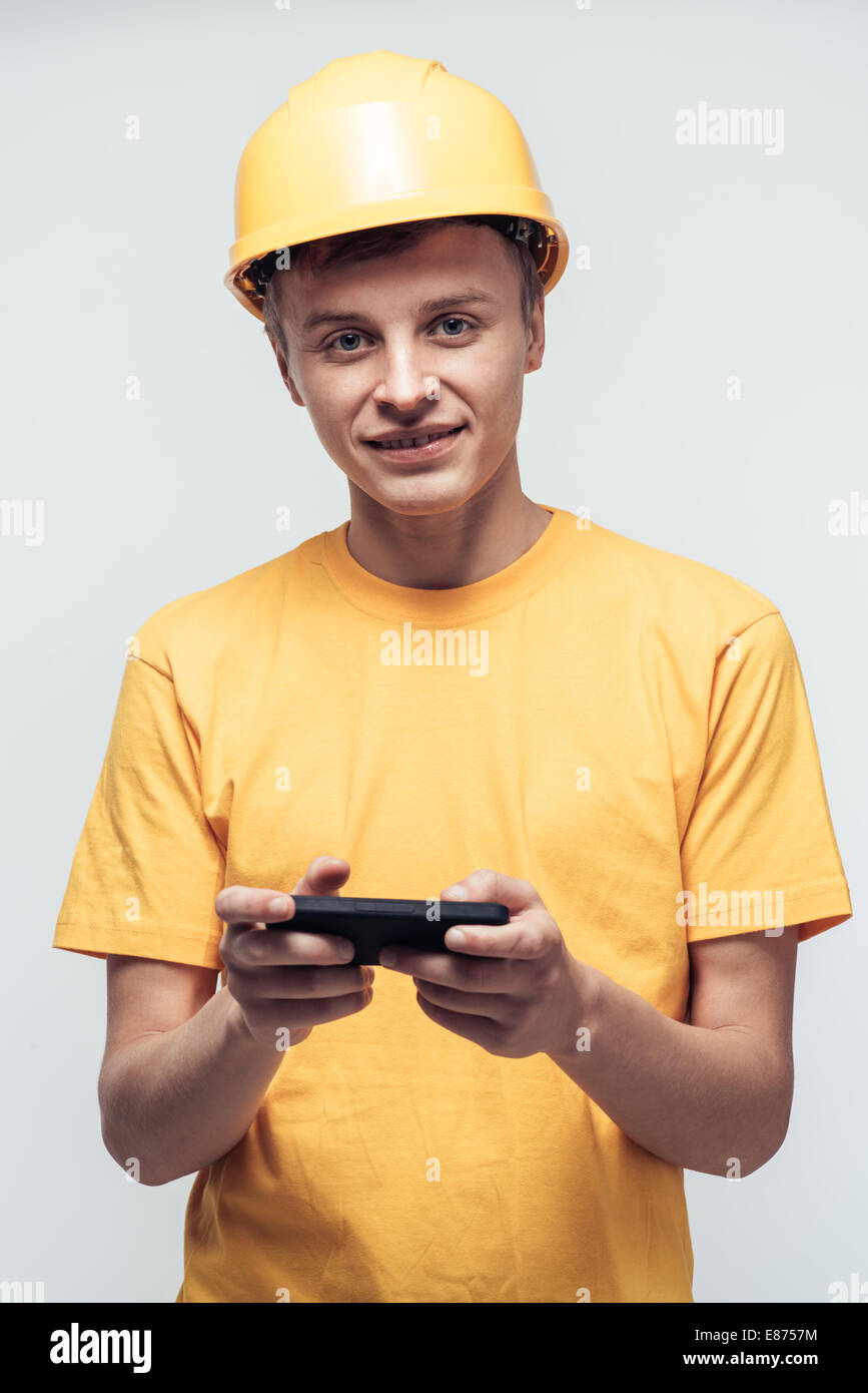 Civil engineer male hard hat phone hi-res stock photography and images ...