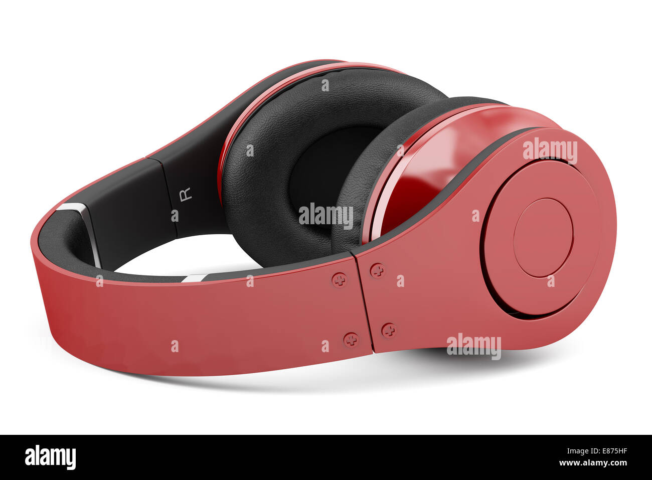 red and black wireless headphones isolated on white background Stock Photo