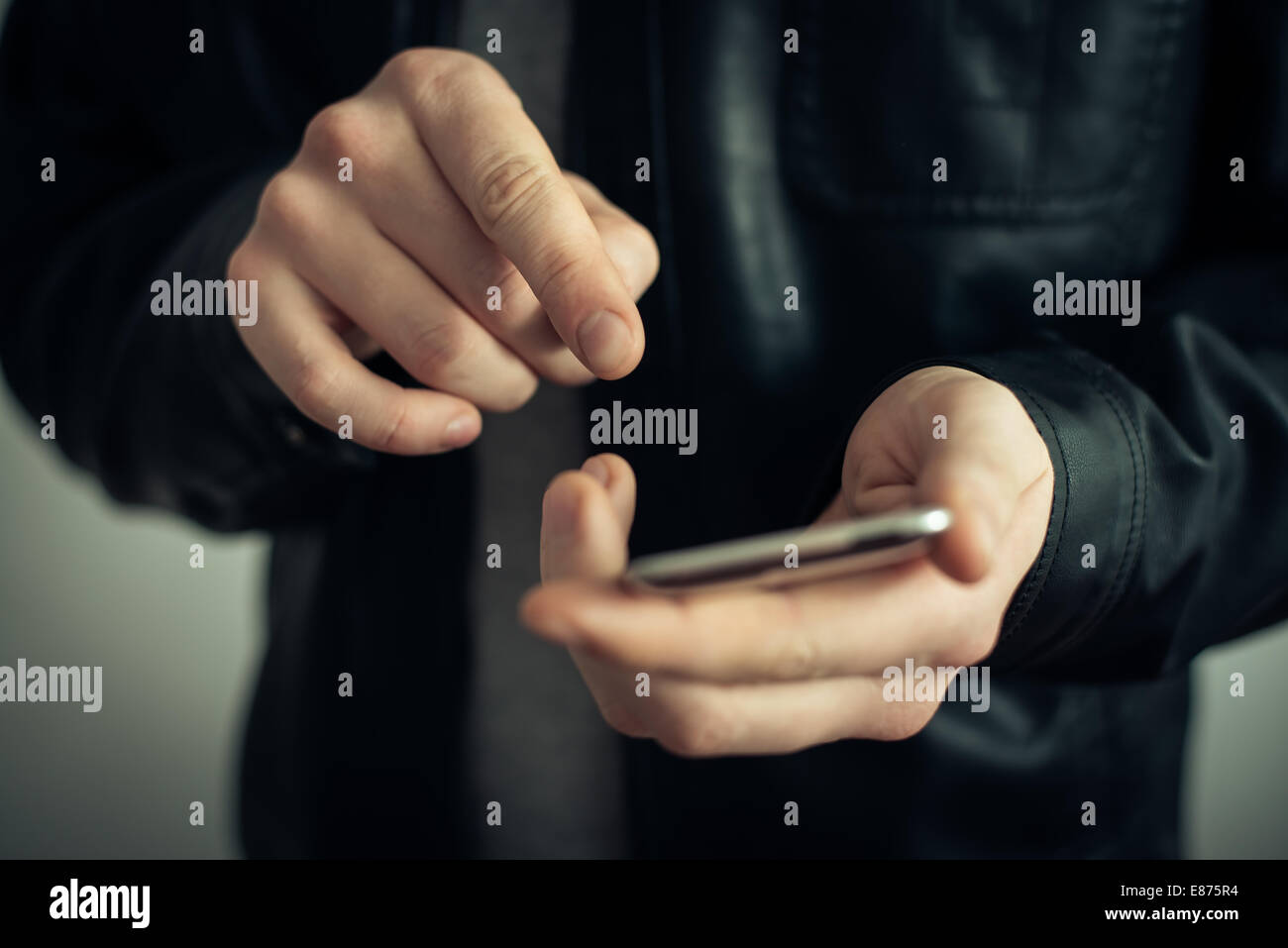 Close up of a man using mobile smart phone Stock Photo - Alamy