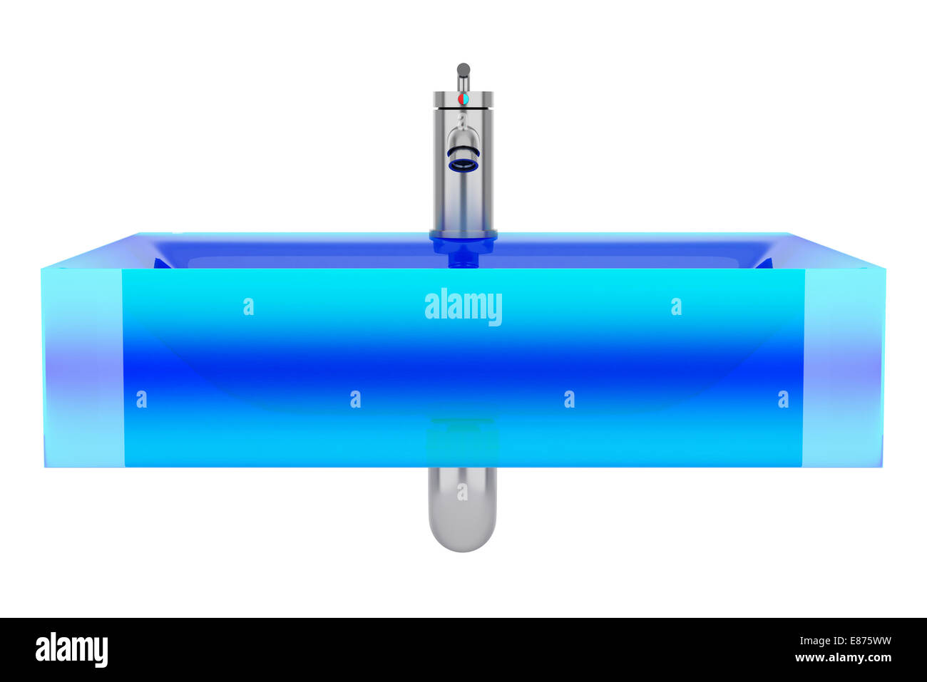 modern blue glass bathroom sink isolated on white background Stock