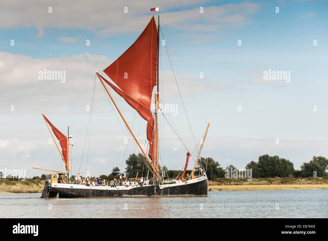 The Sailing Barge ;Thistle' on the Blackwater River in Essex. Stock Photo