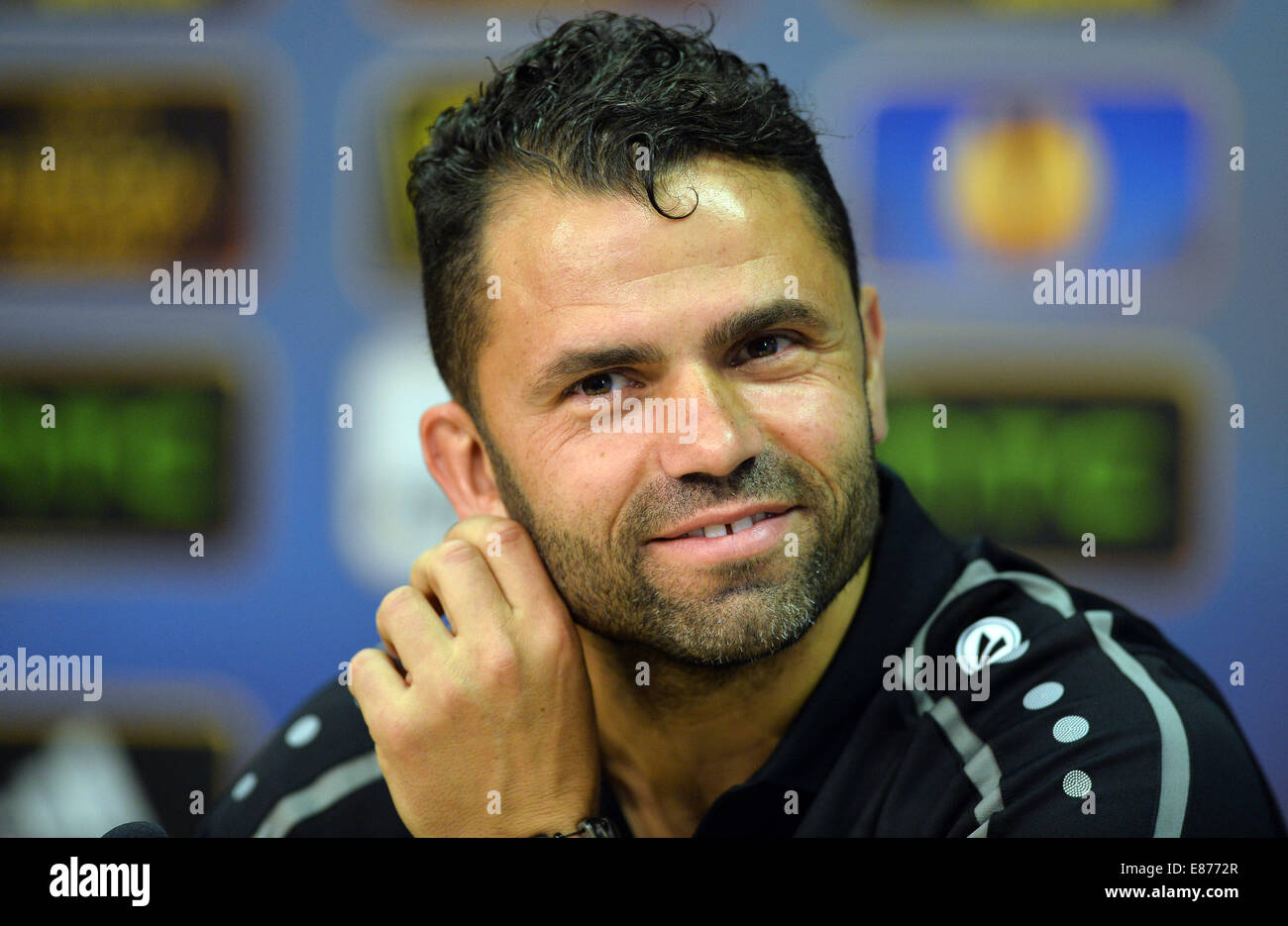 Coach Uli Forte of Bern attends a news conference prior to Europa