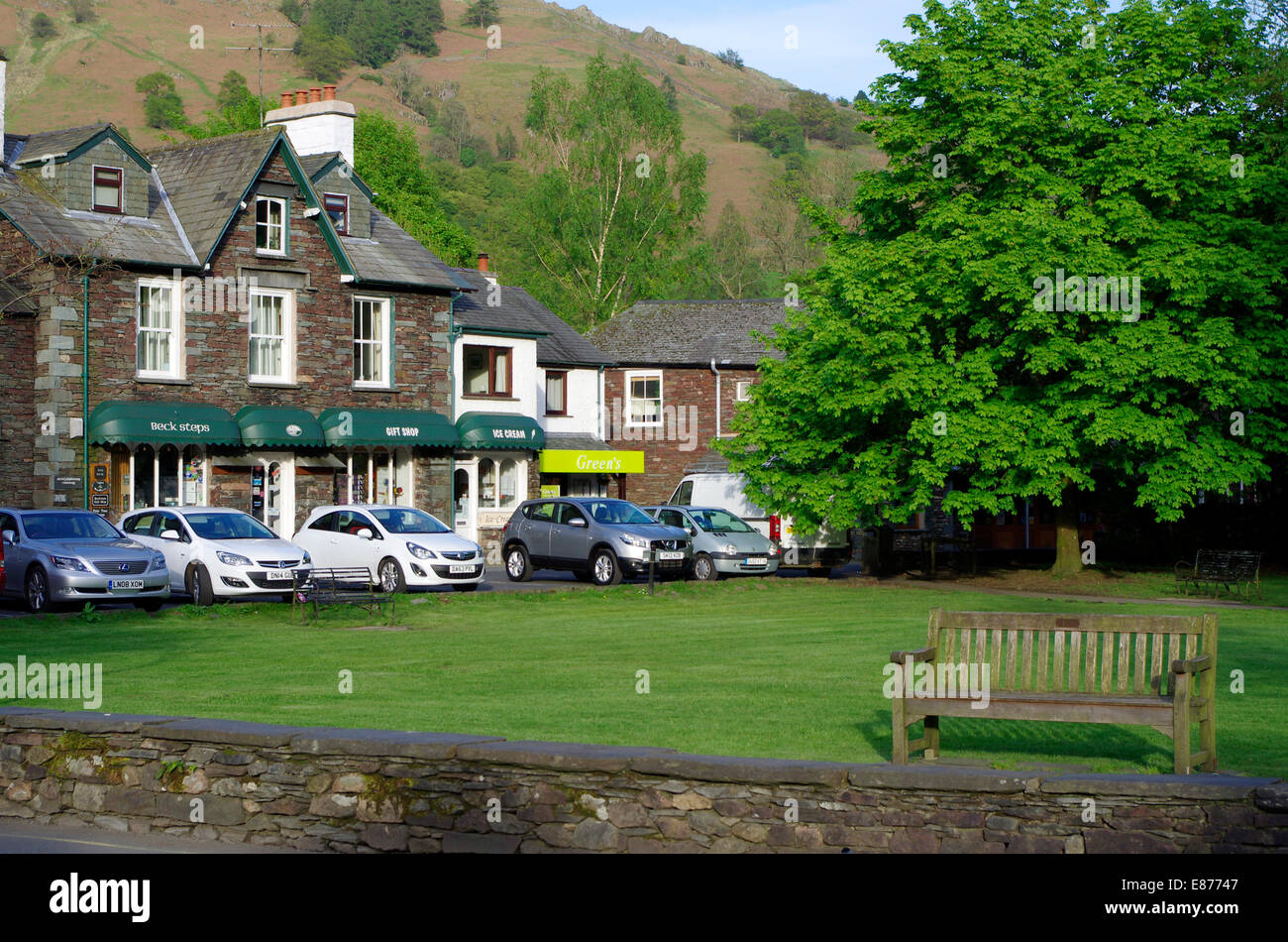 Grasmere Village Green, Lake District National Park, Cumbria, England, UK Stock Photo