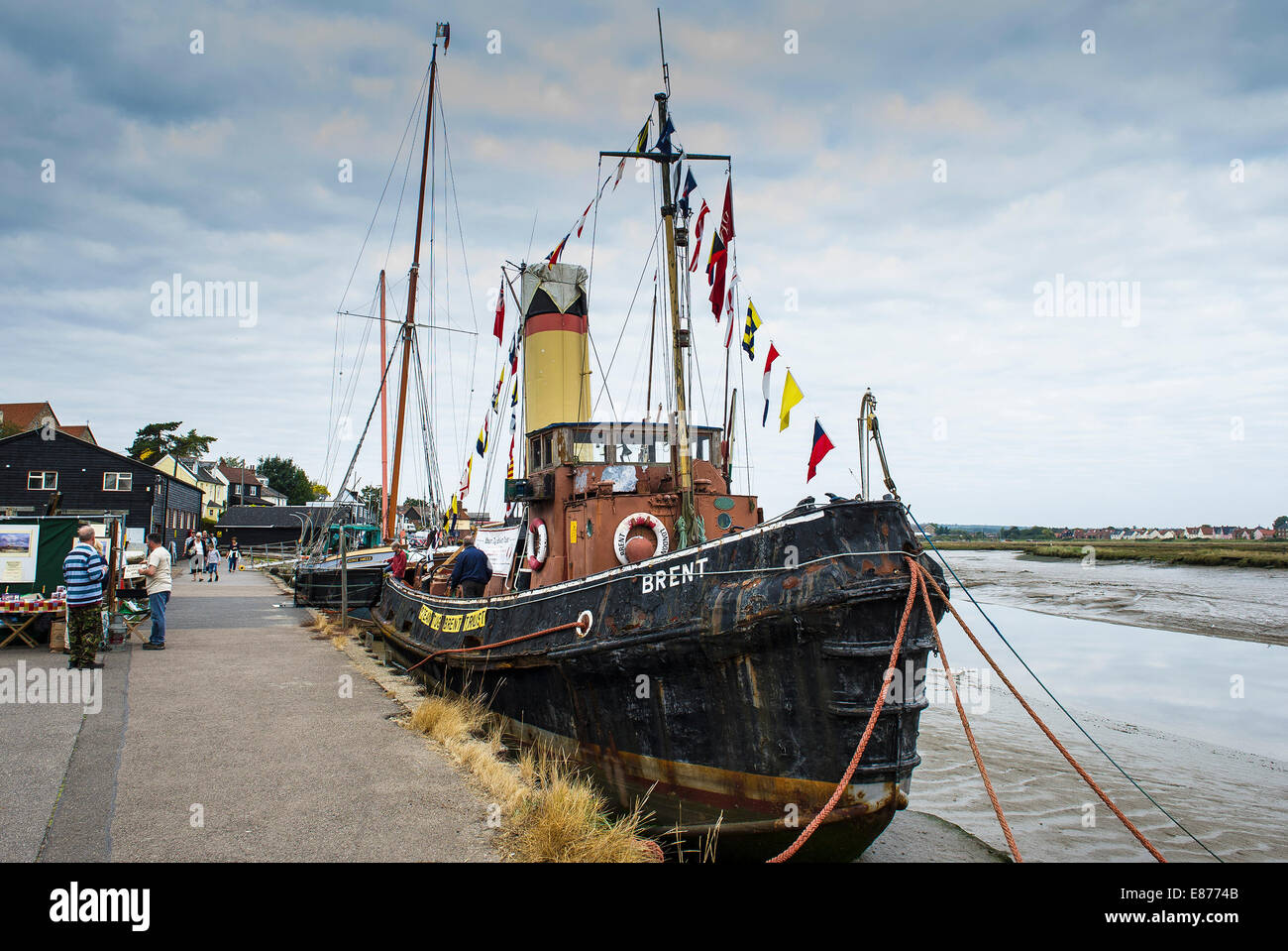 The Steam Tug Brent moored at the Hythe Quay in Maldon on the Blackwater River in Essex. Stock Photo