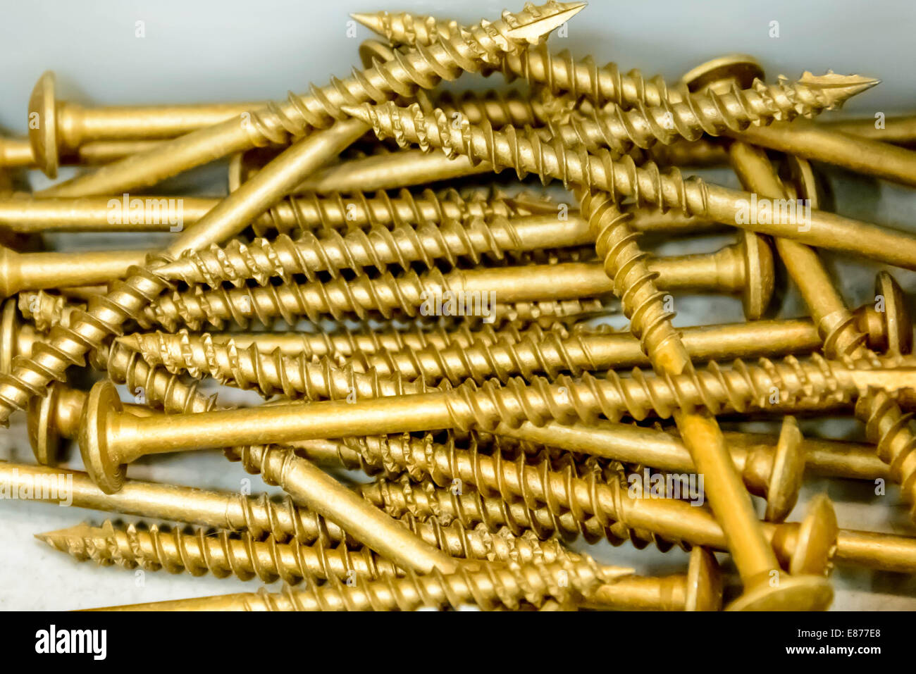 building supplies, copper screws Stock Photo