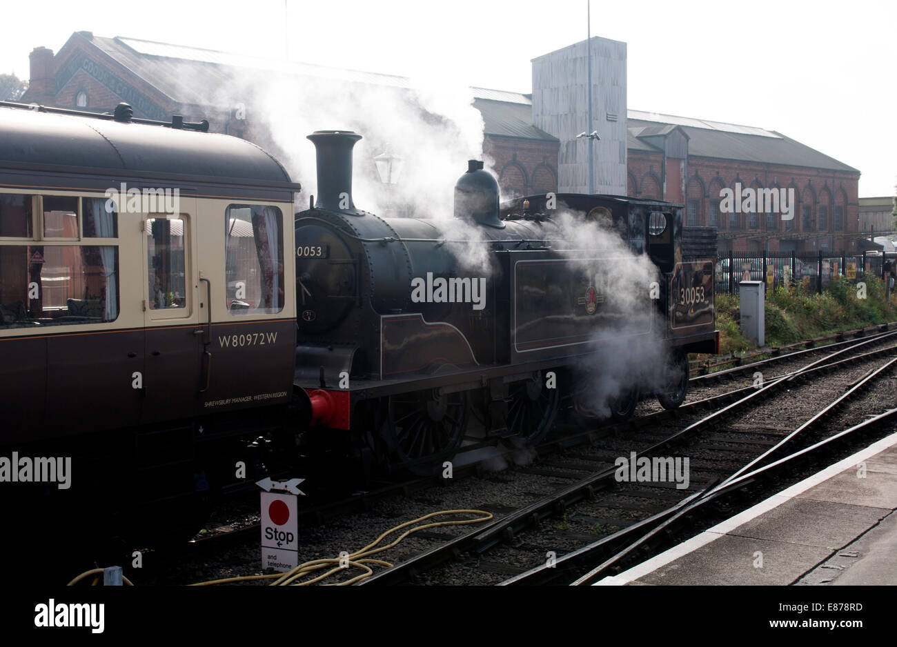 LSWR M7 class steam locomotive No. 30053 on the Severn Valley Railway ...